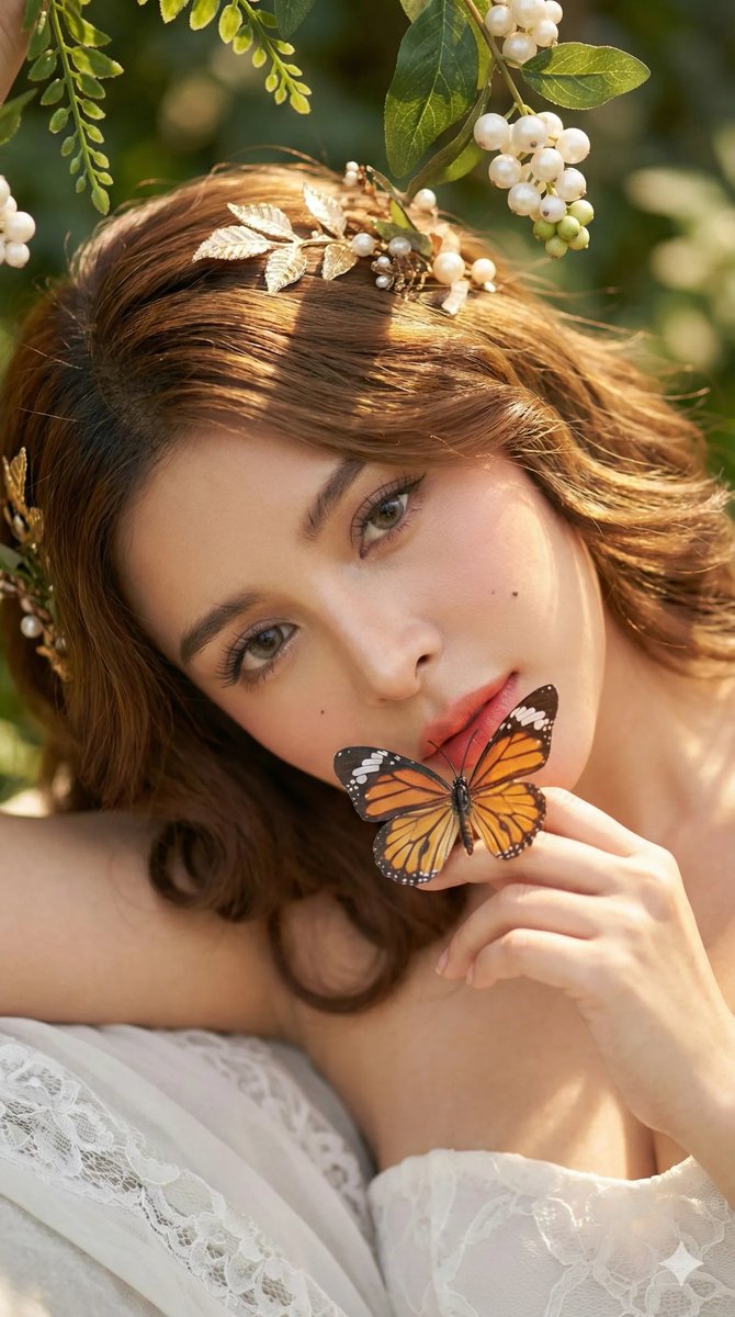 Elegant Dreamy Young Woman Portrait
