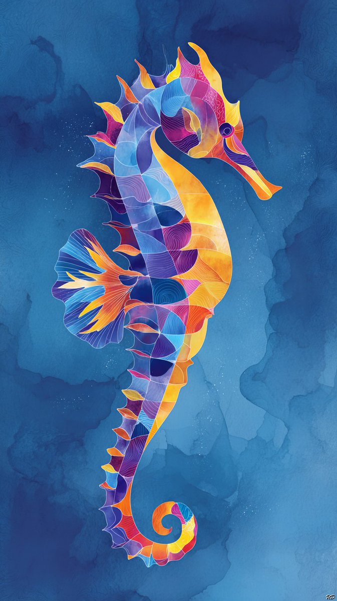 Colorful Seahorse in an Abstract Style