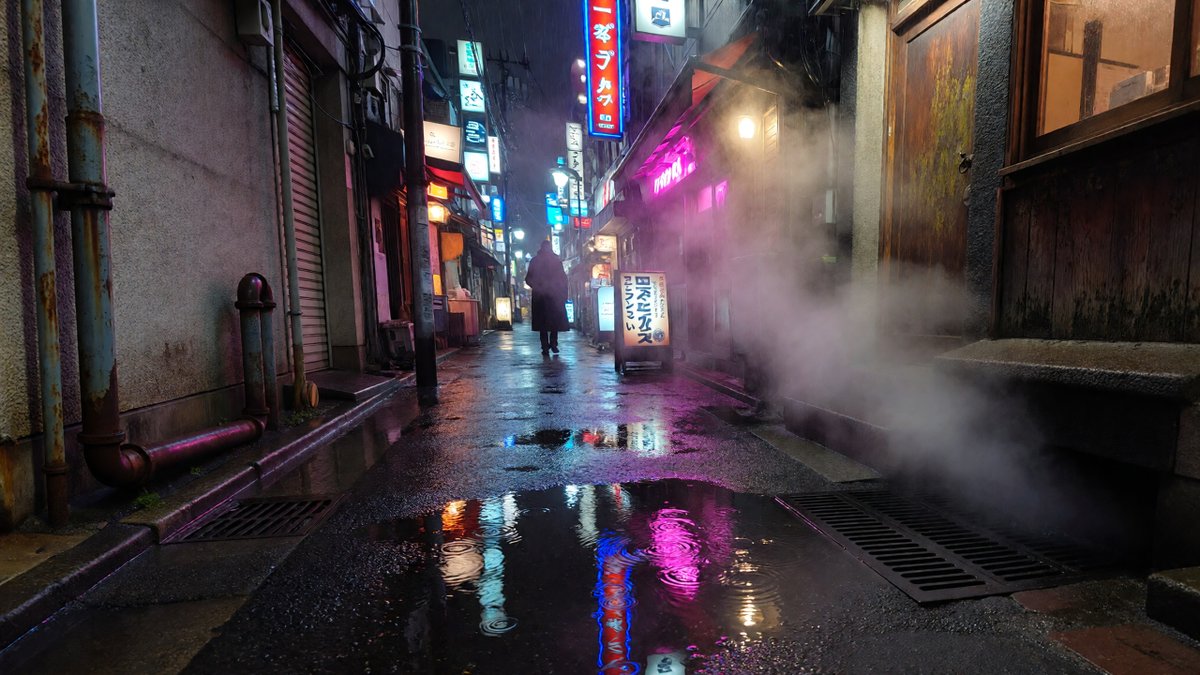 Tokyo Backstreet at Night After Rain