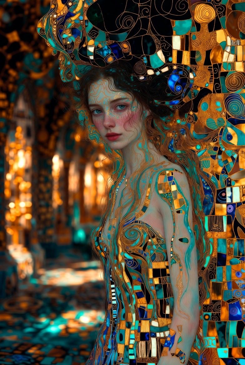 Golden Lady in a Dreamy Forest