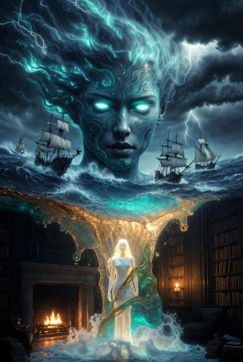 GROK Creates Magic in the Rage of Oceans and Glow of Fire