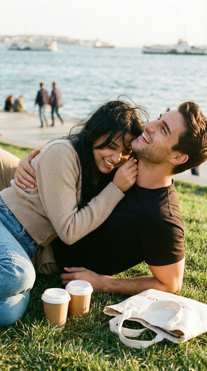 Sweet Moment on Kadıköy Shoreline at Golden Hour
