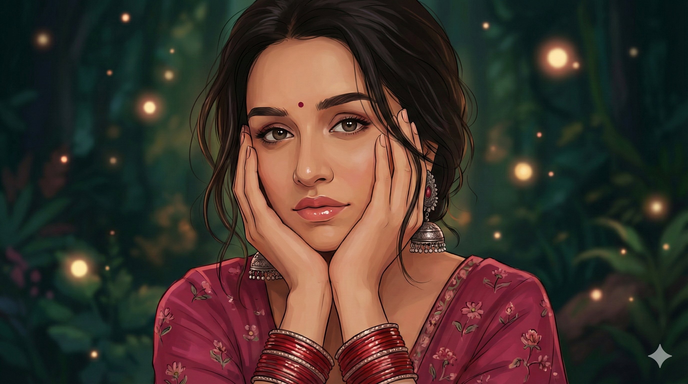 Dreamy Cinematic Illustration of a Woman