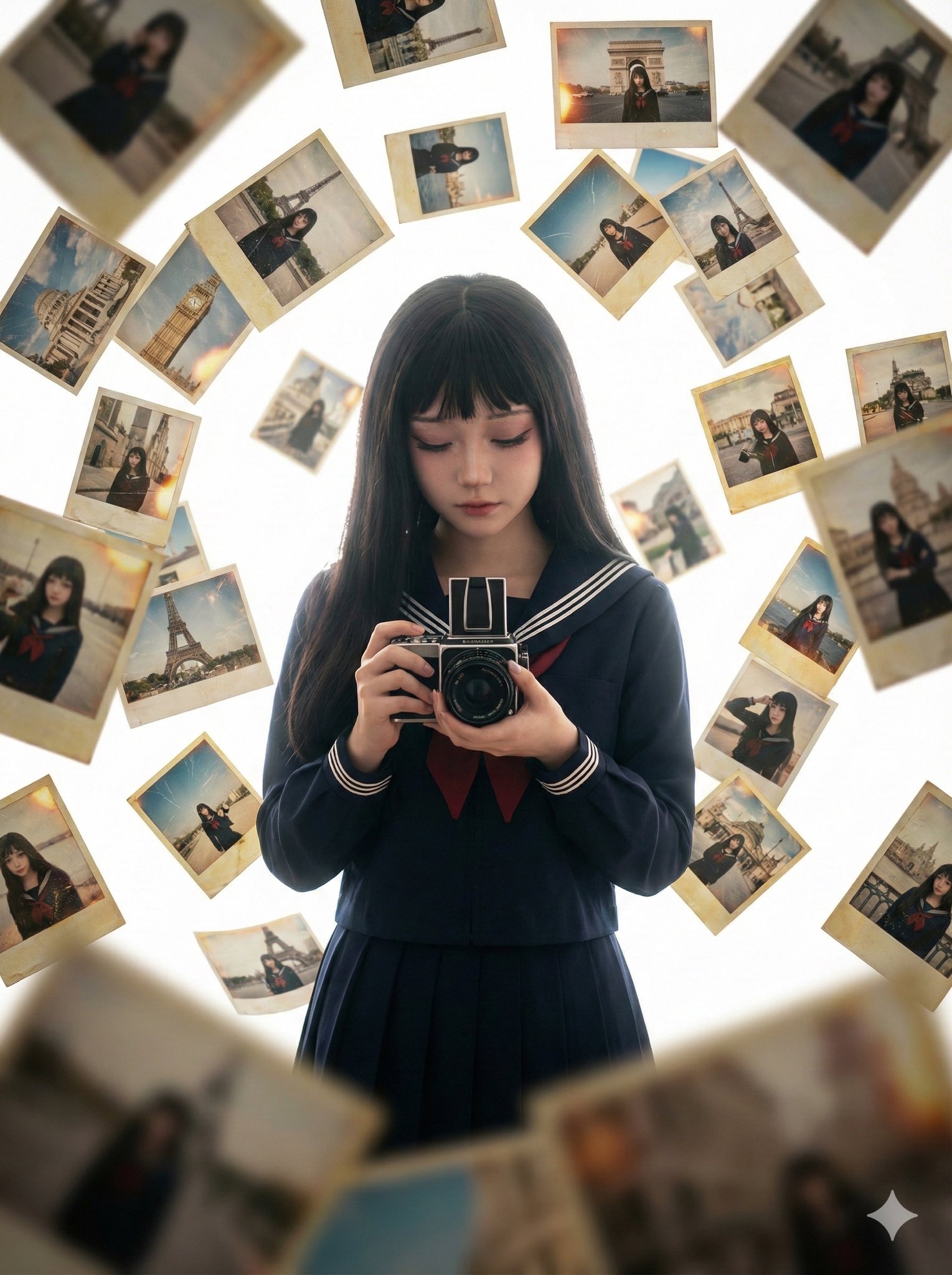AI Artwork: Asian Girl and Camera