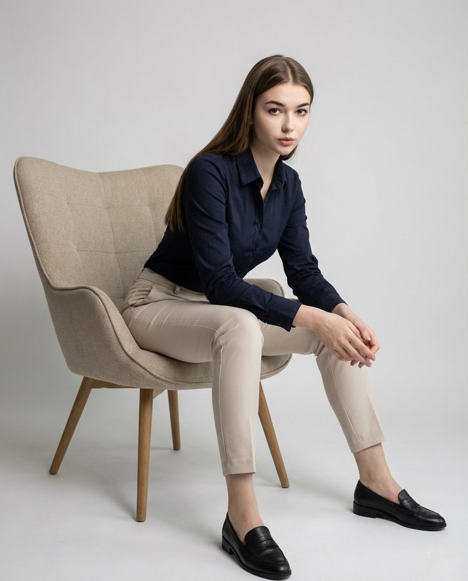 High-End Fashion Editorial Studio Portrait of a Confident Woman