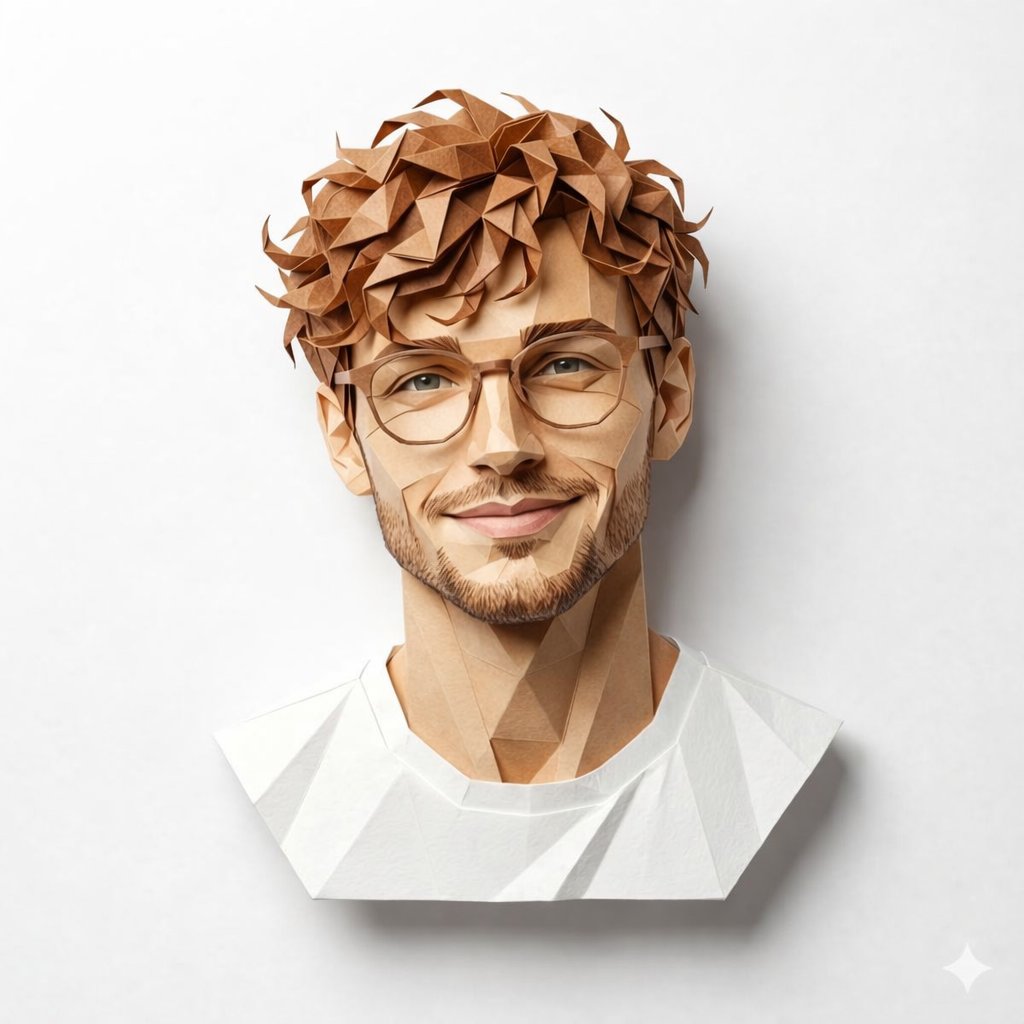 Modern Art Style Digital Papercraft Portrait
