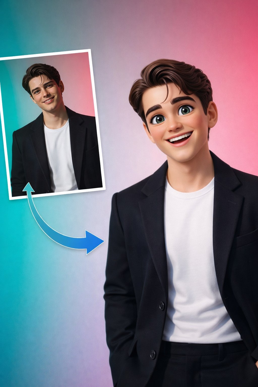 3D Cartoon Portrait of a Young Man