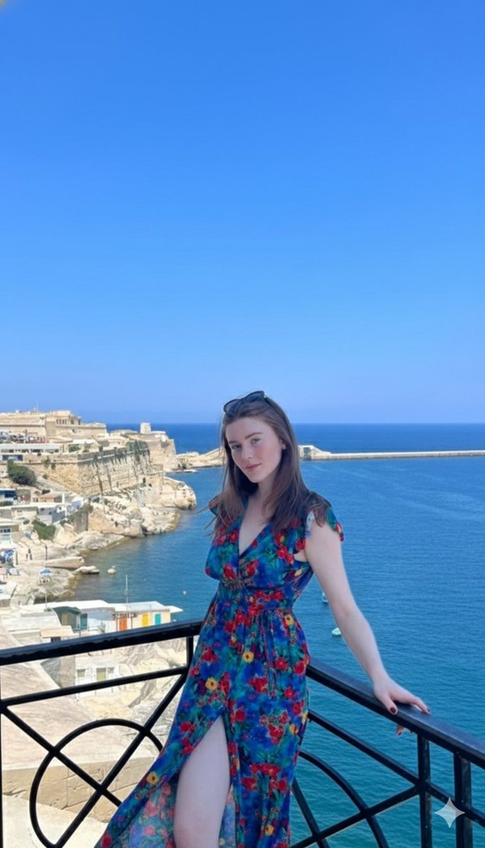 Beautiful Young Woman on a Cliffside in Summer Malta