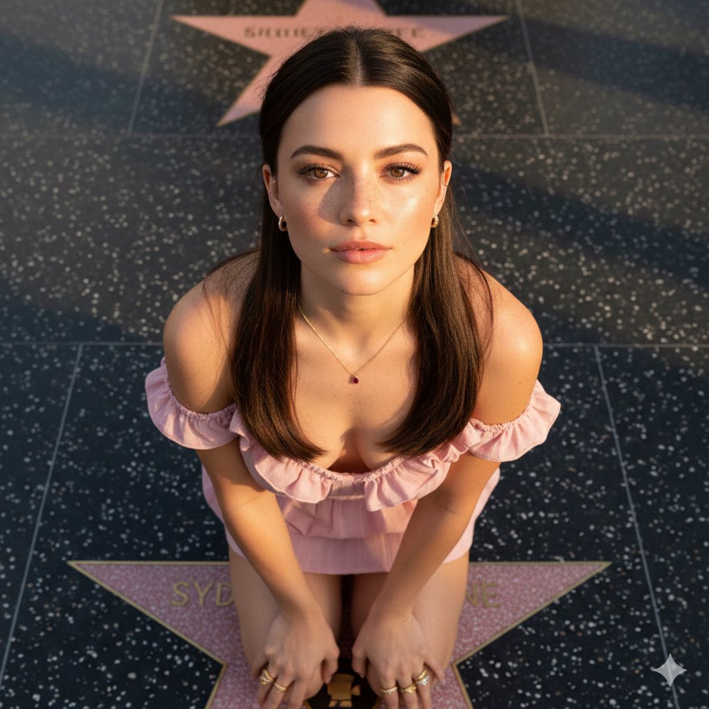 High-Angle Close-Up Portrait of Sydney Sweeney