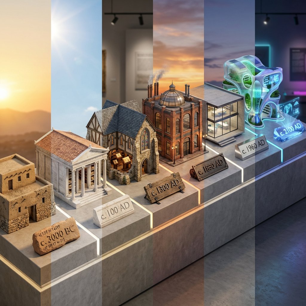 Architectural Typology Evolution Timeline Diorama