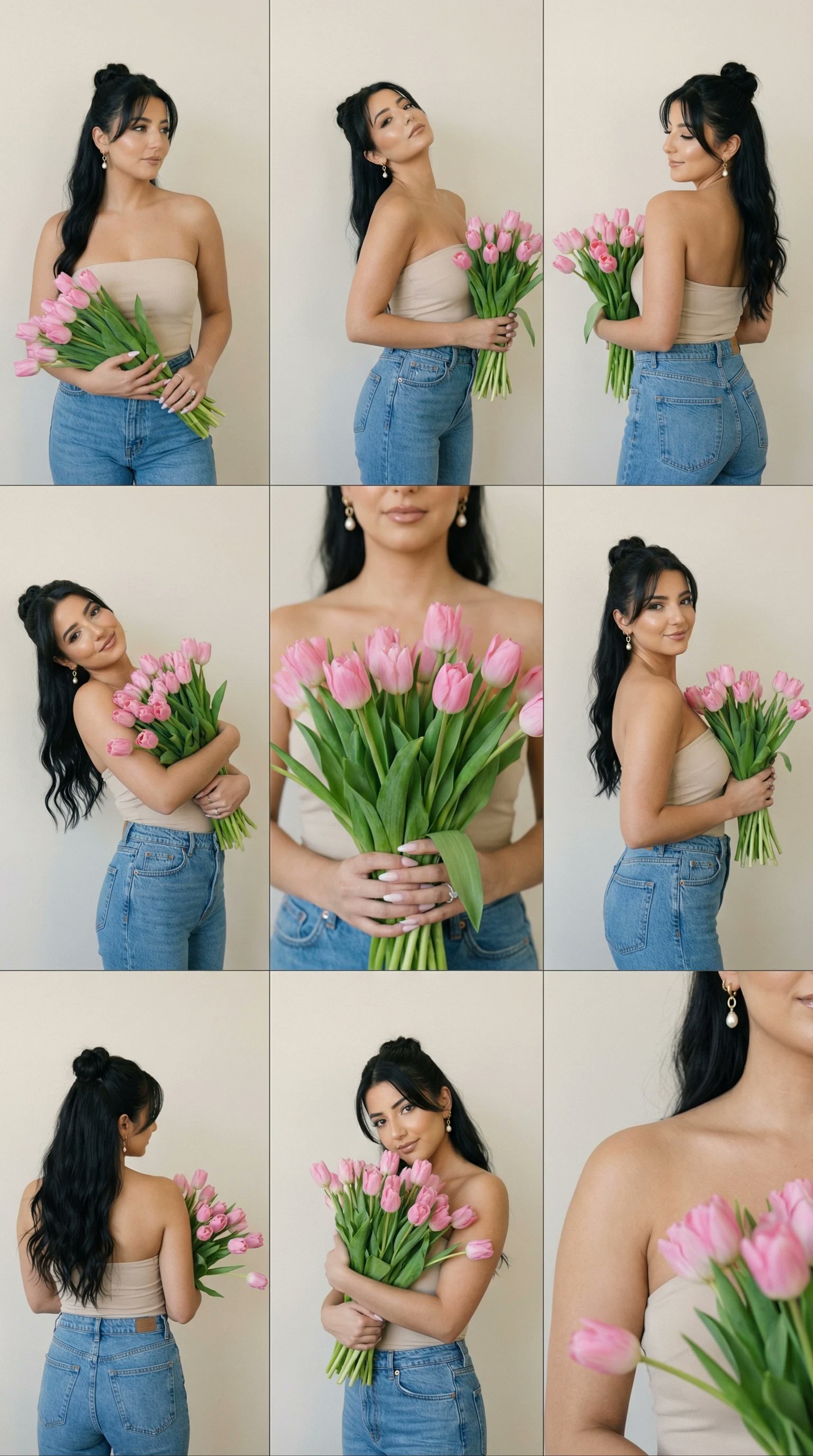 Minimalist Photo Series of a Woman with Pink Tulips