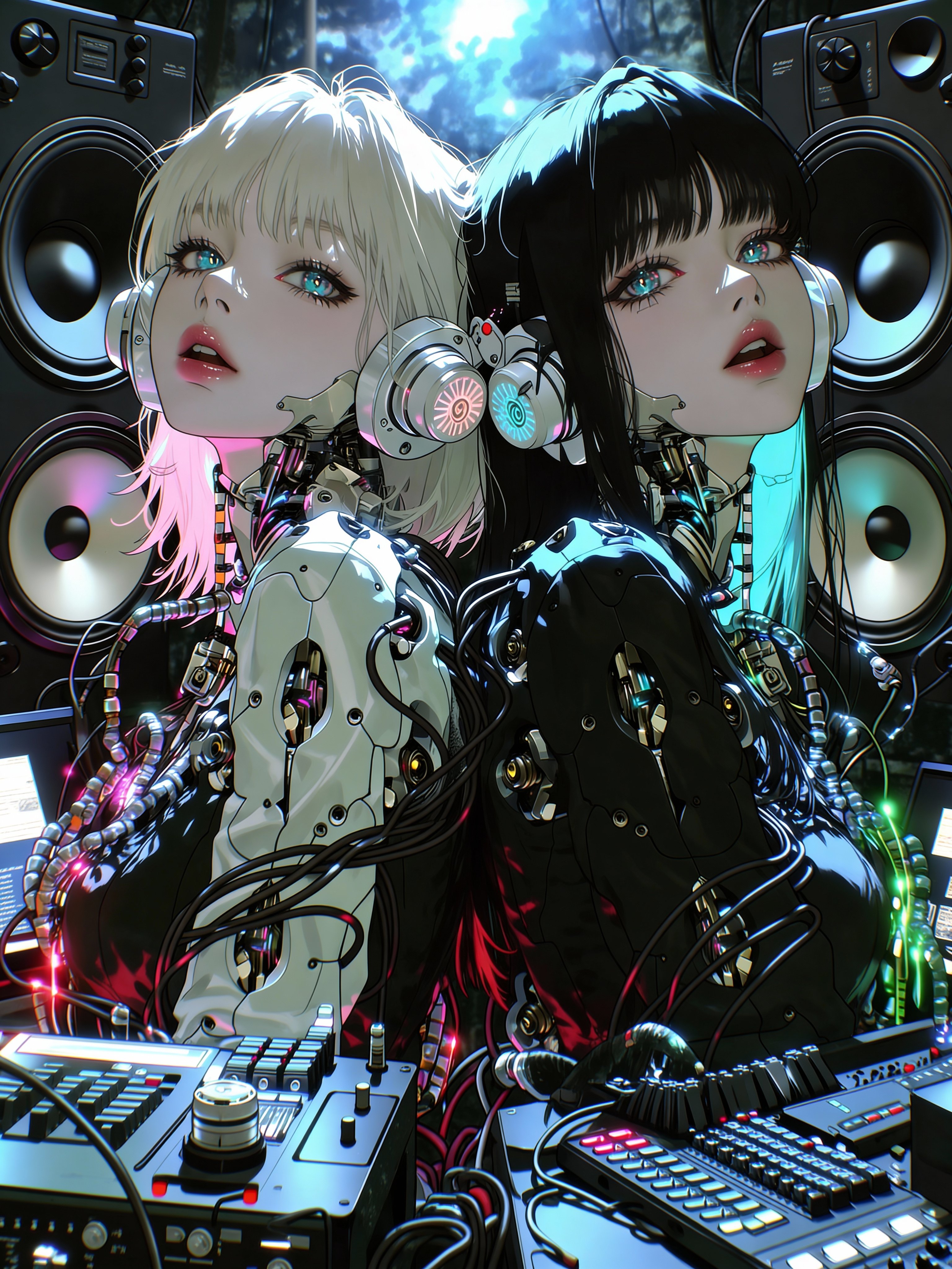 Resonance - Two Beautiful Women Singing Anime-style Digital Illustration