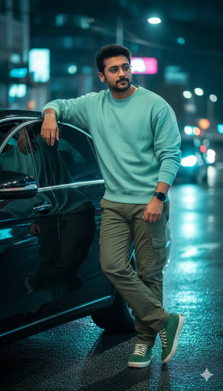 Ultra-realistic Cinematic Night Street Portrait