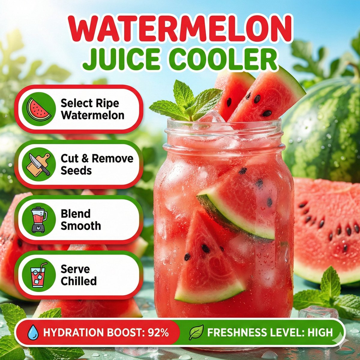 Bright Summer Watermelon Juice Infographic