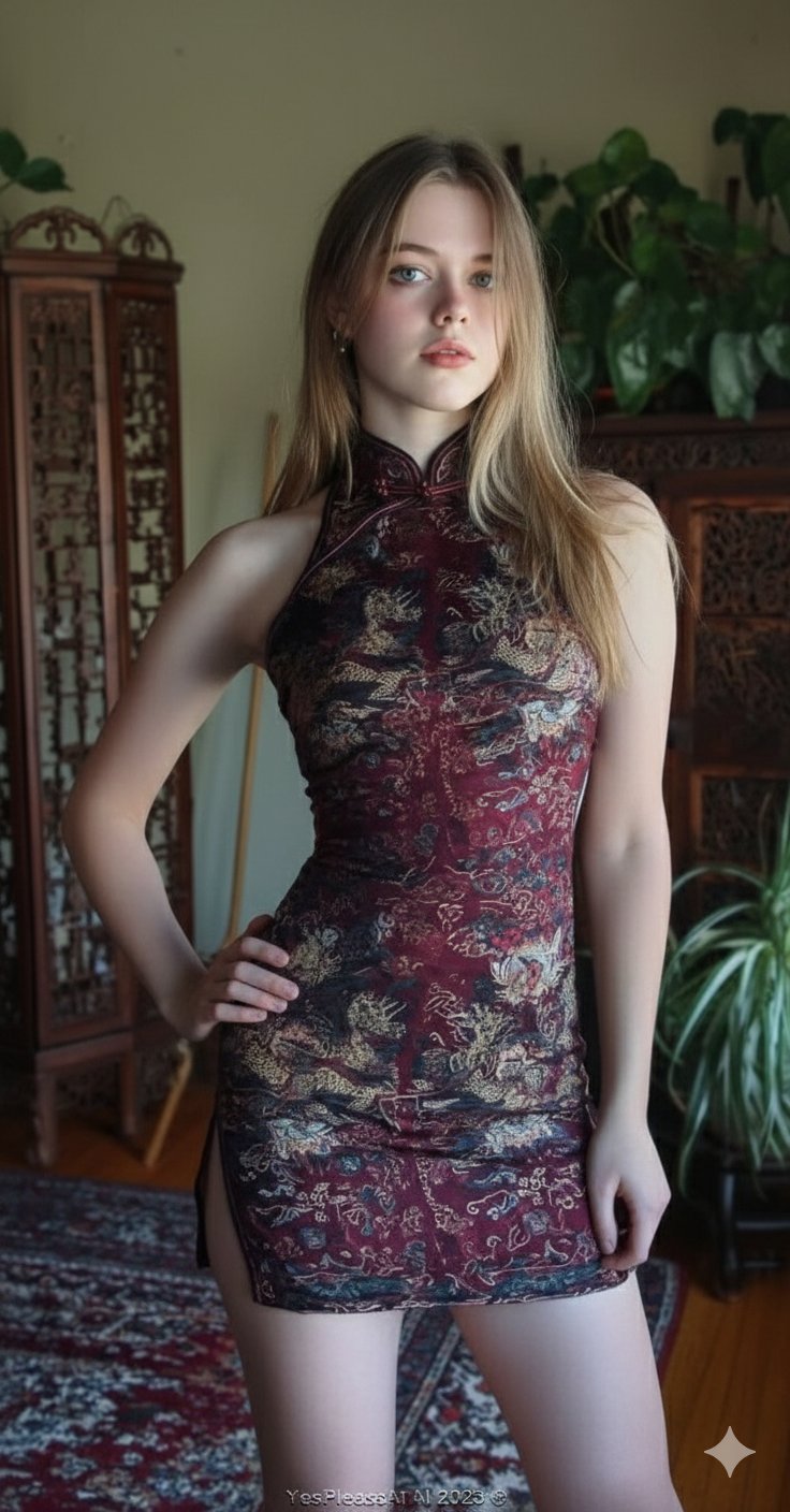 Young Woman in Modern Cheongsam