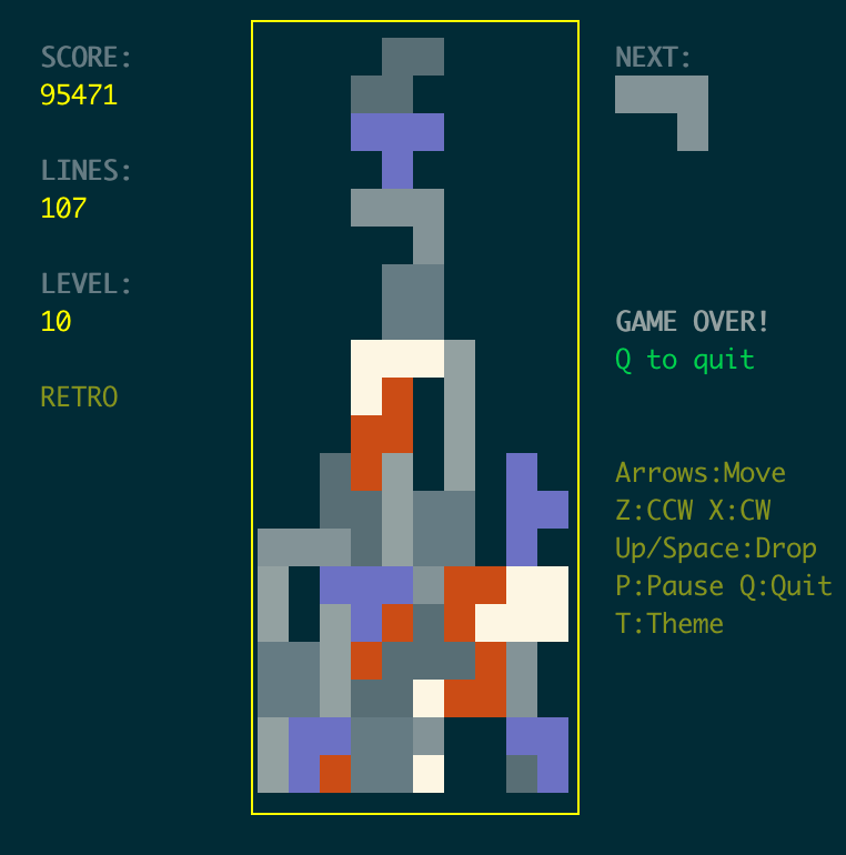 Bash Tetris Created with Claude