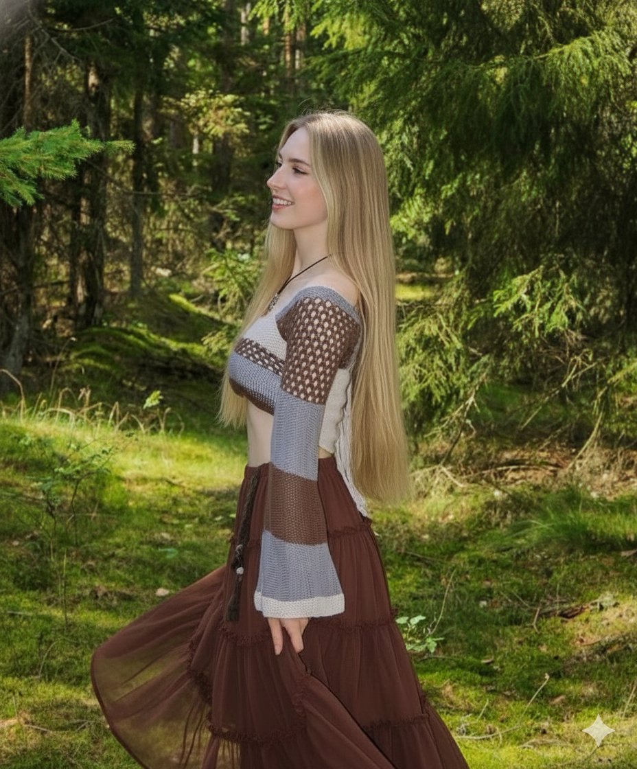 Gemini nano banana pro 3.0 - Side-profile Young Woman in Forest