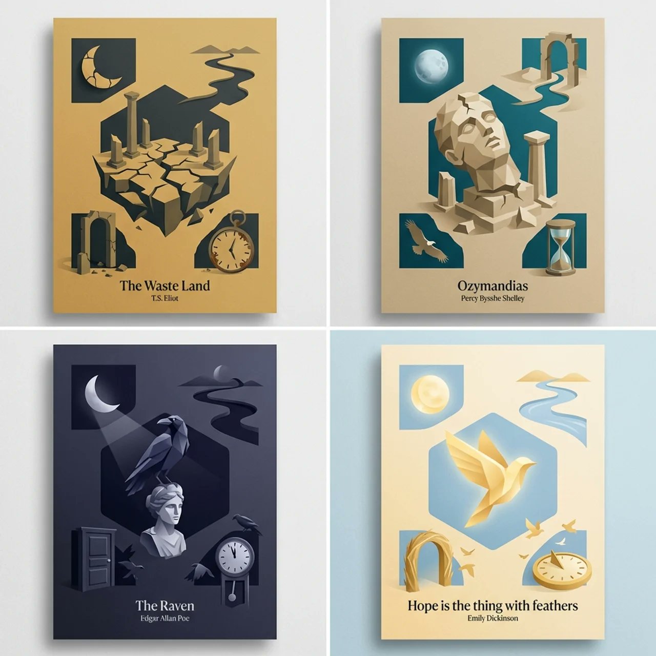 2x2 Grid Poster Prompt Based on Poems