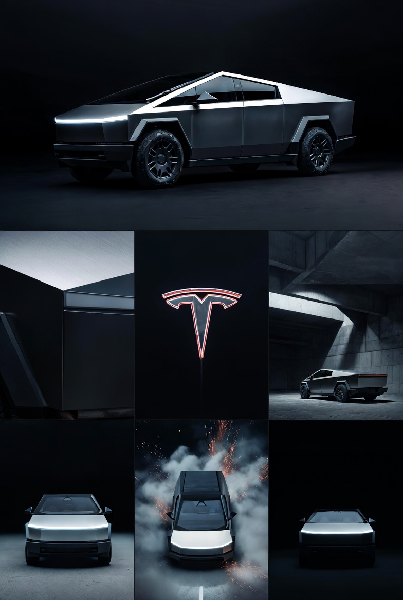 Tesla Cybertruck Brutalist-Tech Aesthetic Presentation