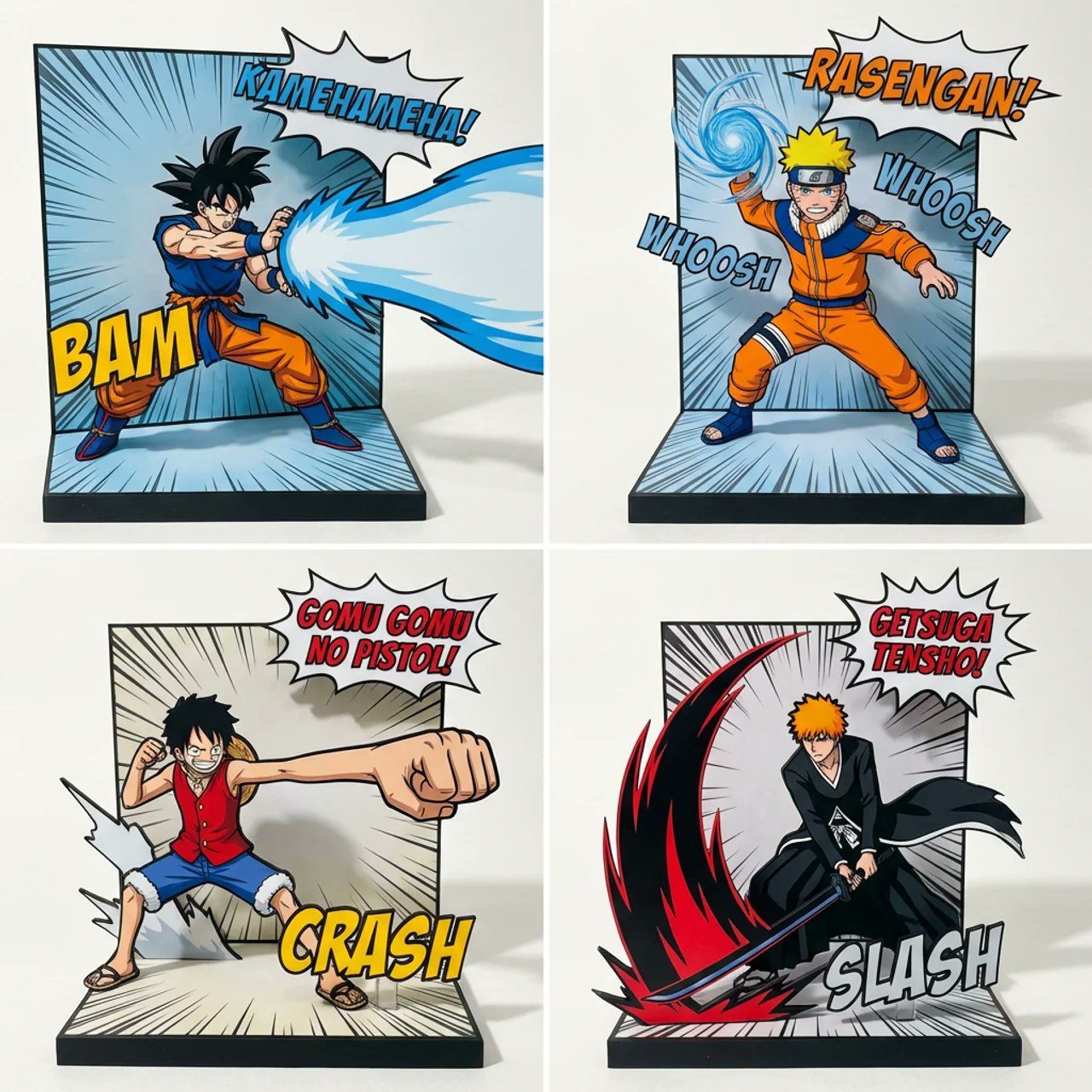 Famous Manga Scenes in 3D Diorama with Dynamic Speed Lines