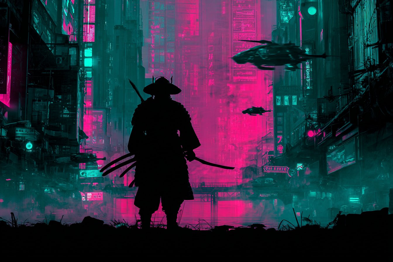 Cyberpunk Neon Glow Silhouette