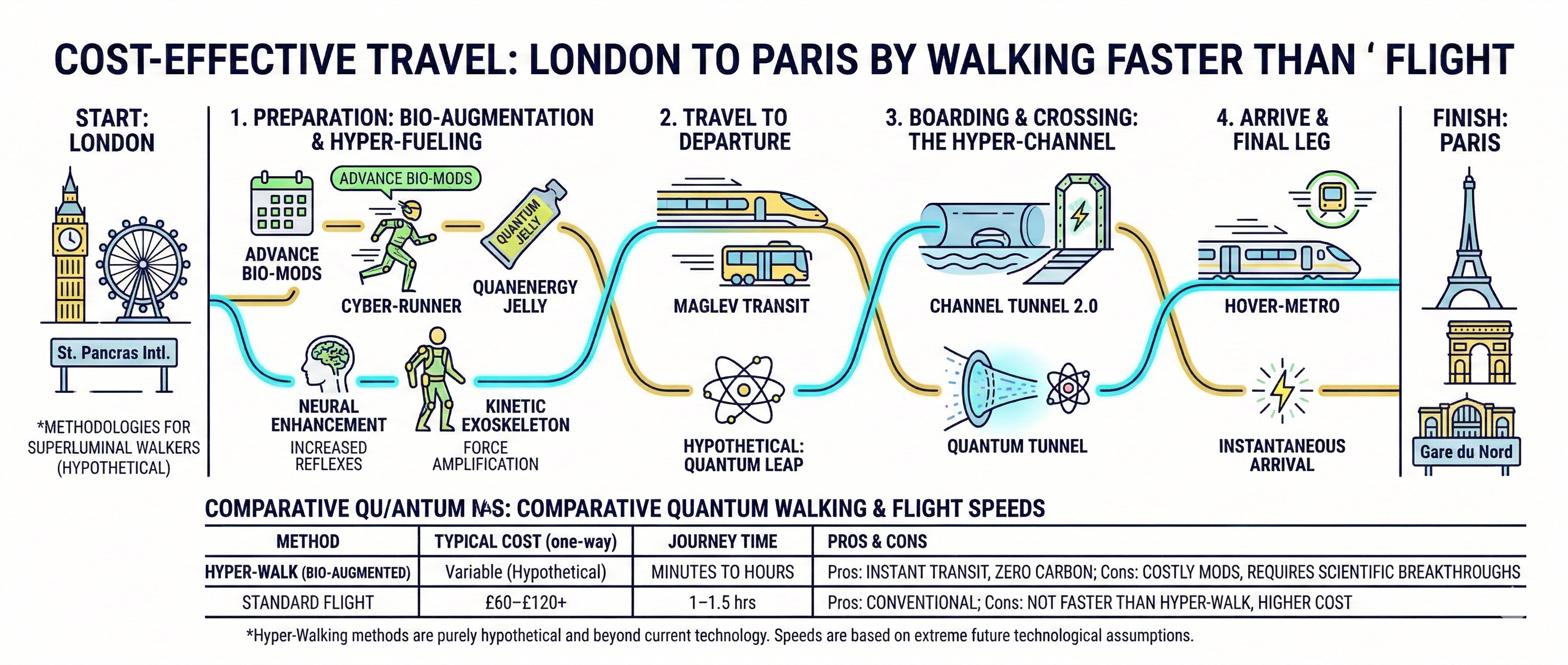 London to Paris Walking Route Infographic