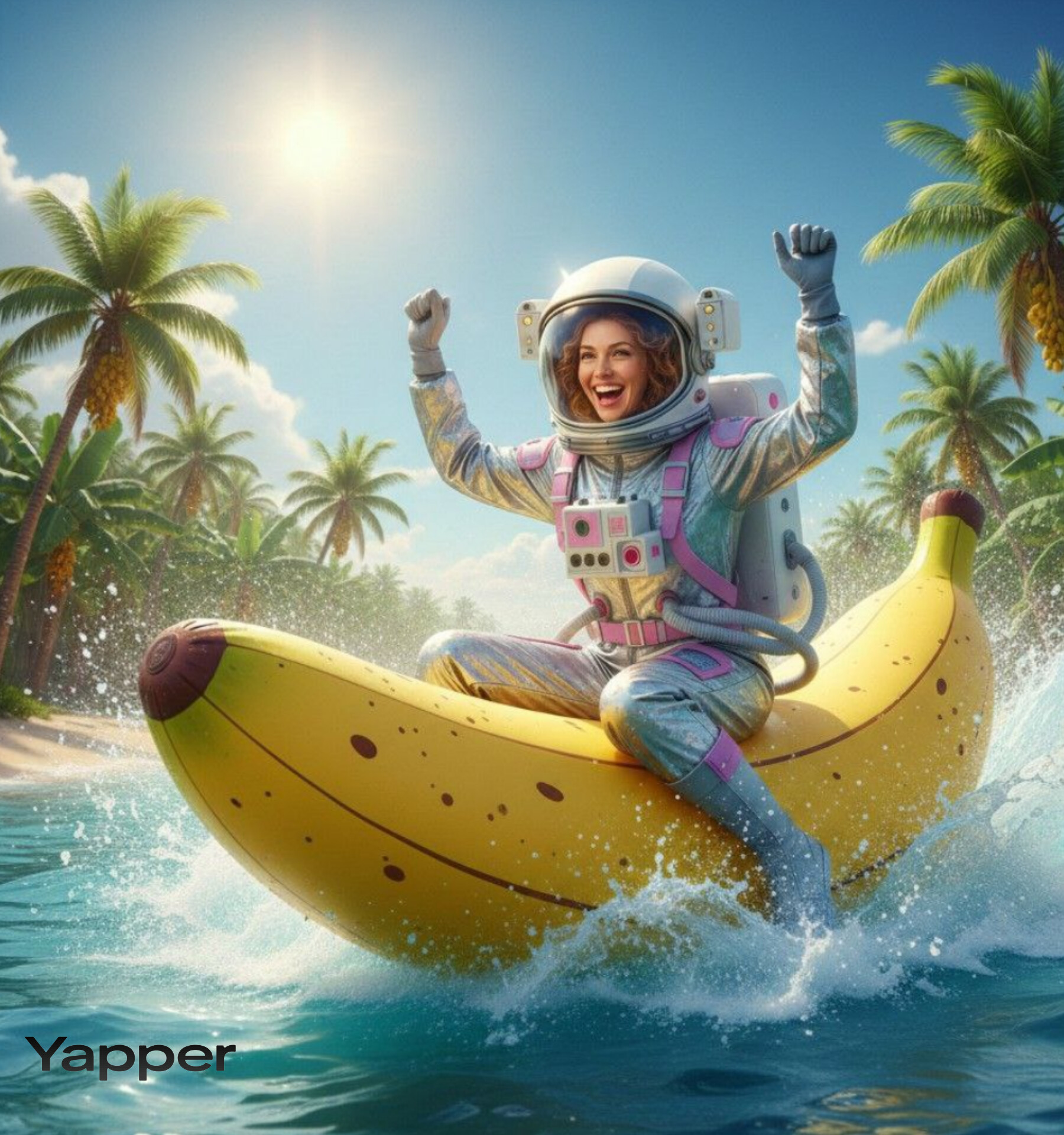 Rocketing Banana Float in Space