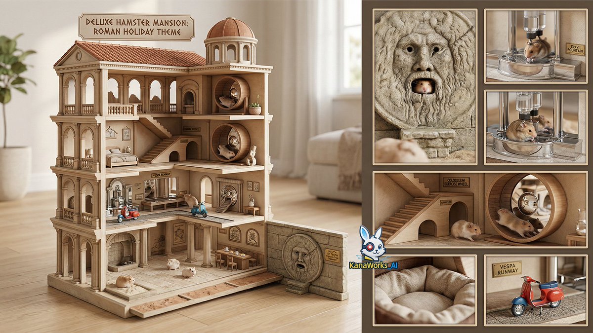Roman Holiday Style Deluxe Hamster Mansion Design Concept