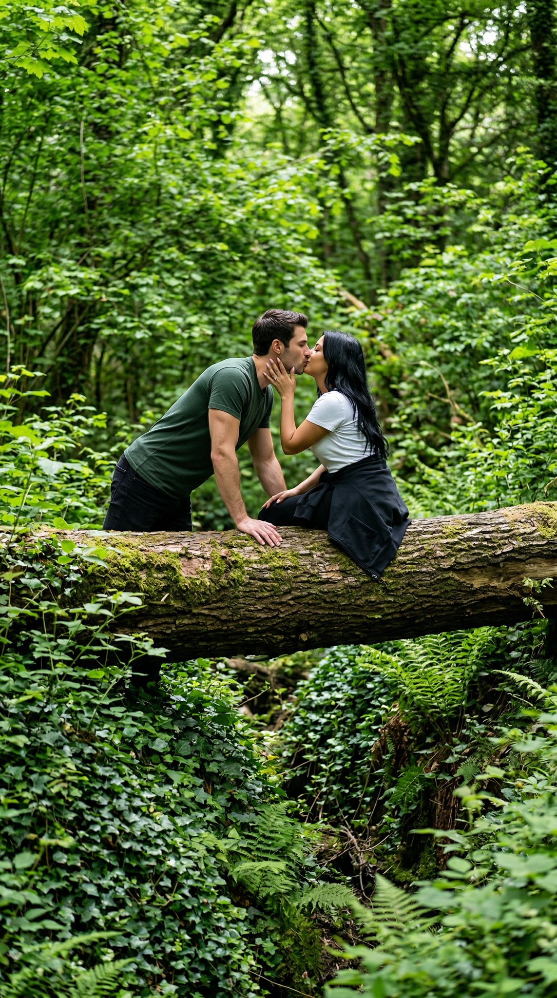 Romantic Forest Kiss Scene