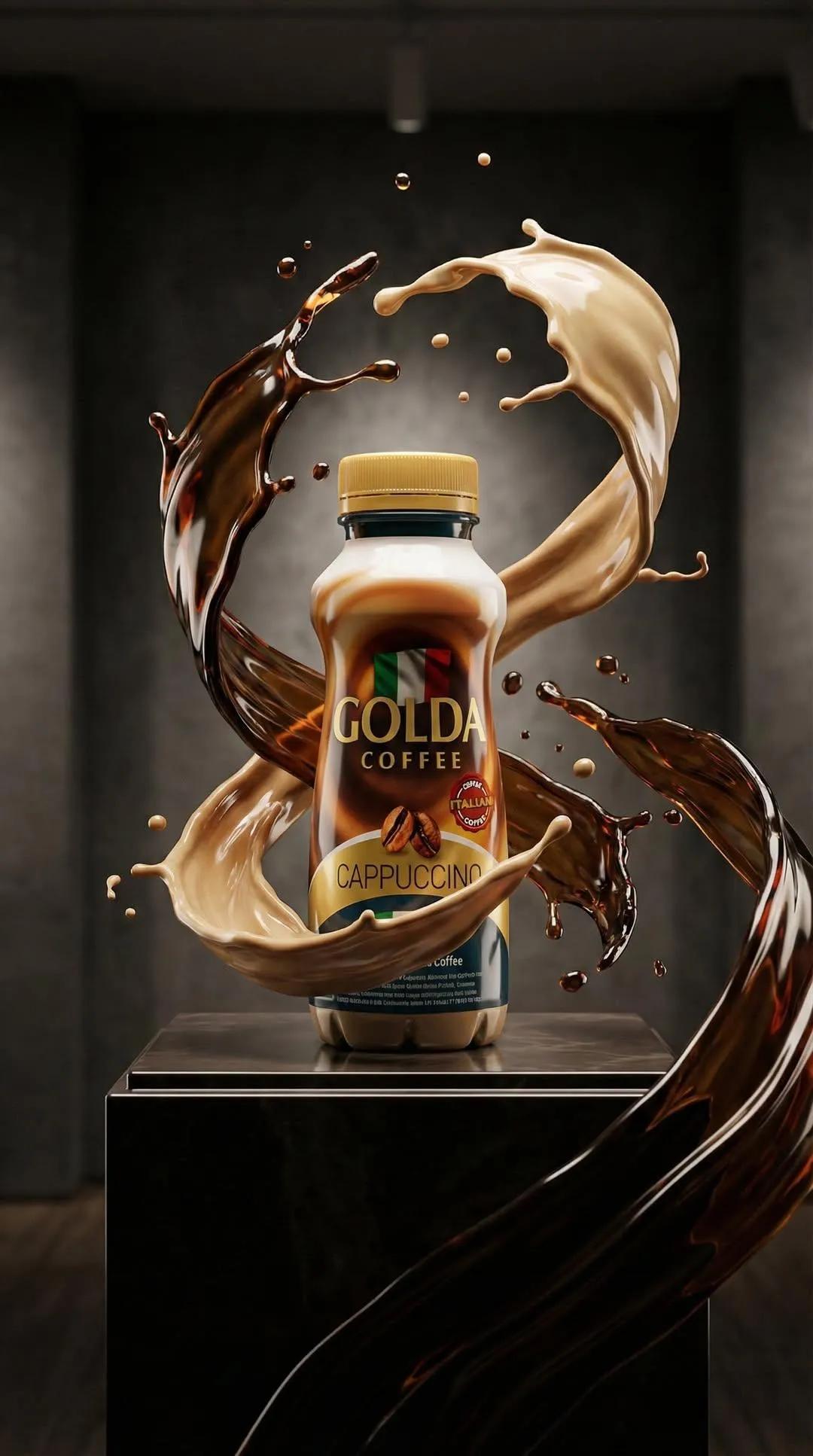 Ultra-realistic Cappuccino Coffee Bottle Advertisement by Nano Banana 2 on @Hailuo_AI